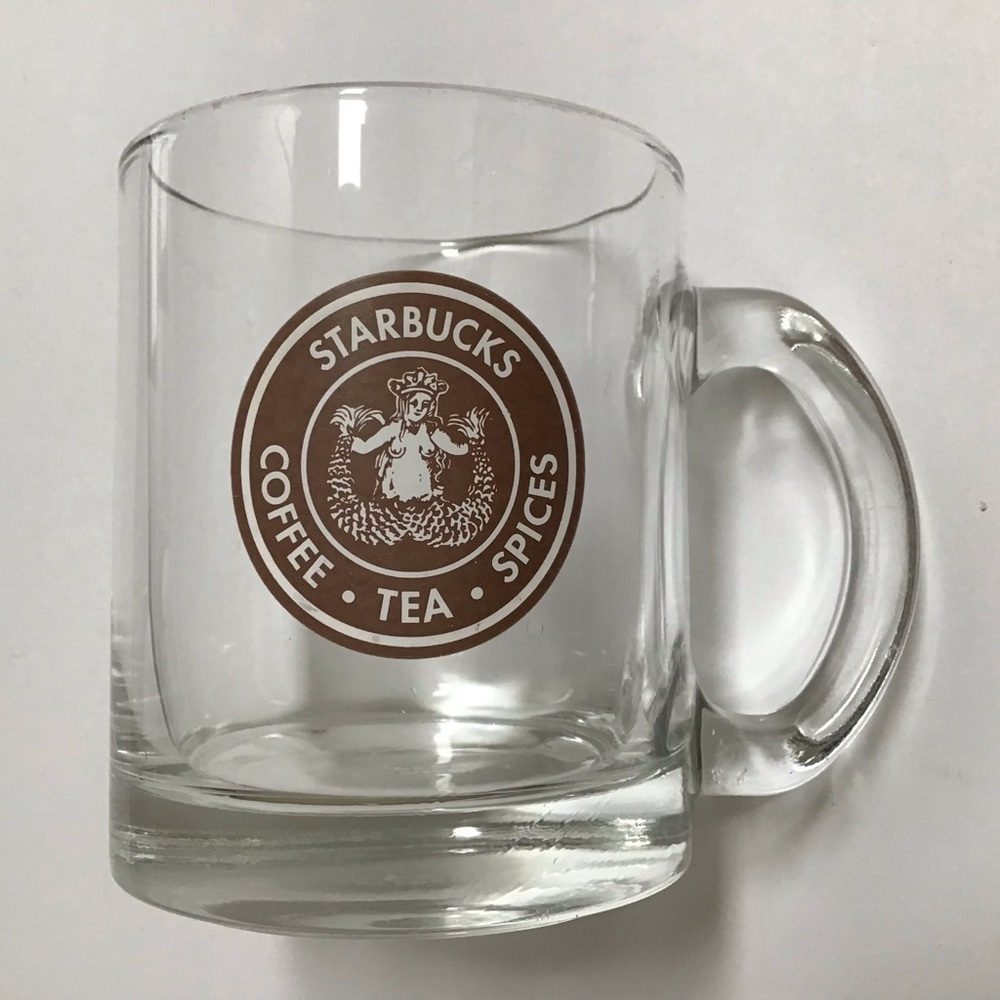 Starbucks Coffee Mug Mermaid Split Tail Logo Clear Glass Brown Tea Cup 2008